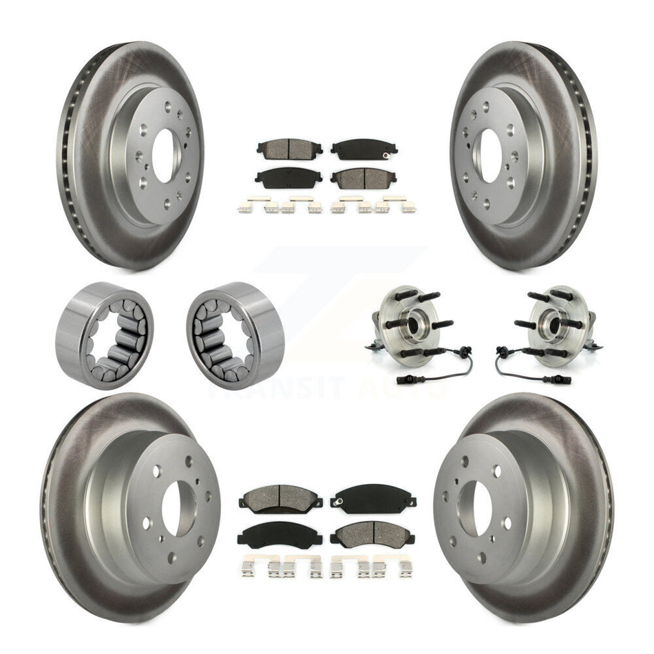 Front Rear Hub Bearing Coated Brake Rotor Pad Shoe Kit (10Pc) For Chevrolet Avalanche GMC KBB-112362