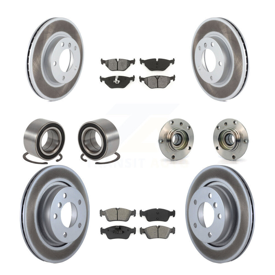 Front Rear Wheel Hub Bearings Assembly Coated Disc Brake Rotors And Semi-Metallic Pads Shoes Kit (10Pc) For 1998-1998 BMW 328i 328is With 294mm Diameter Rotor KBB-112377