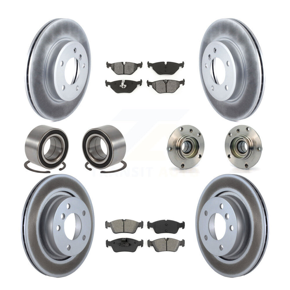 Front Rear Wheel Hub Bearings Assembly Coated Disc Brake Rotors And Semi-Metallic Pads Shoes Kit (10Pc) For BMW 325Ci 323i 328i 323Ci 328Ci KBB-112379