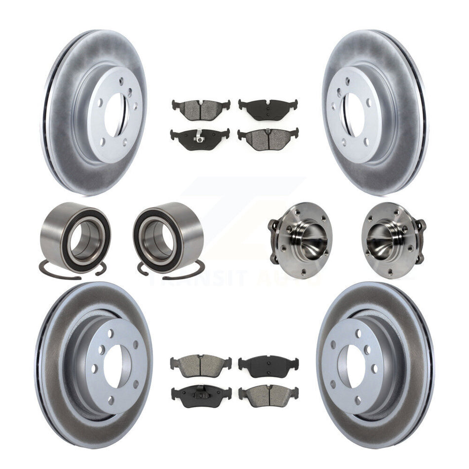 Front Rear Wheel Hub Bearings Assembly Coated Disc Brake Rotors And Semi-Metallic Pads Shoes Kit (10Pc) For 2006 BMW 325Ci KBB-112380