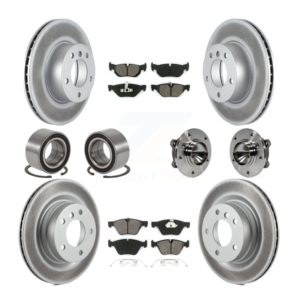 Front Rear Wheel Hub Bearings Assembly Coated Disc Brake Rotors And Semi-Metallic Pads Shoes Kit (10Pc) For BMW 328i 325i 323i KBB-112381