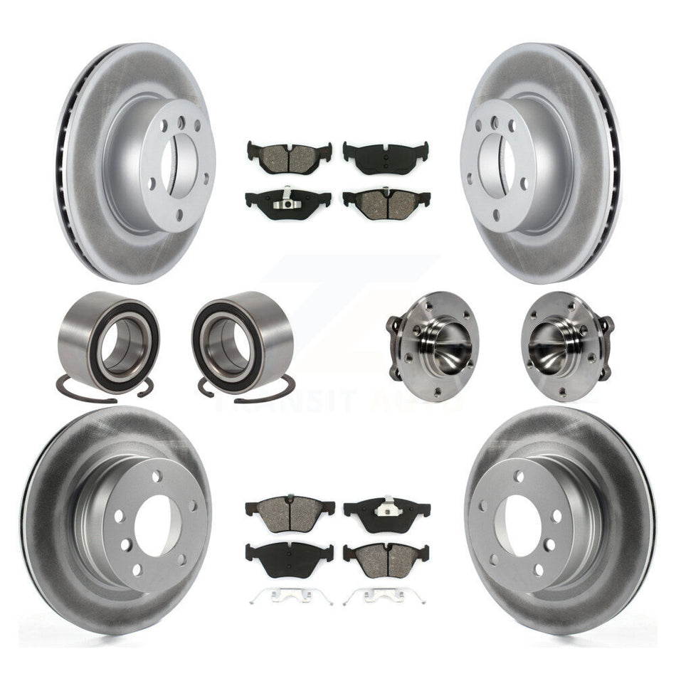 Front Rear Wheel Hub Bearings Assembly Coated Disc Brake Rotors And Semi-Metallic Pads Shoes Kit (10Pc) For 2008-2013 BMW 128i KBB-112382