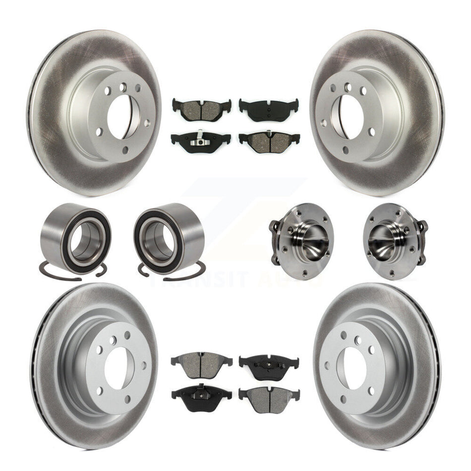 Front Rear Wheel Hub Bearings Assembly Coated Disc Brake Rotors And Semi-Metallic Pads Shoes Kit (10Pc) For BMW 328i 323i KBB-112384