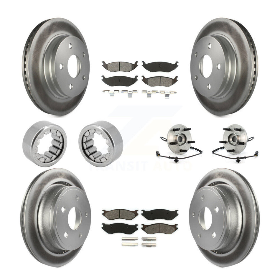 Front Rear Hub Bearing Coated Disc Brake Rotor And Pad Shoe Kit (10Pc) For Dodge Ram 1500 KBB-112446