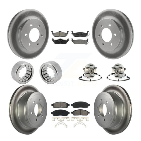 Front Rear Hub Bearing Coat Brake Rotor Pad Shoe Kit (10Pc) For 06-08 Lincoln Mark LT 4WD KBB-112447