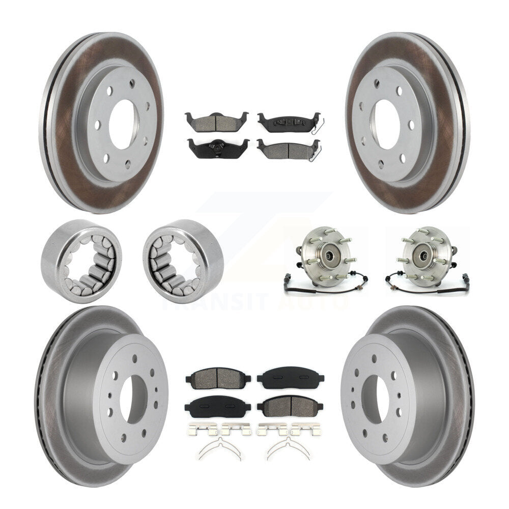 Front Rear Hub Bearing Coat Brake Rotor Pad Shoe Kit (10Pc) For 06-08 Lincoln Mark LT 4WD KBB-112449