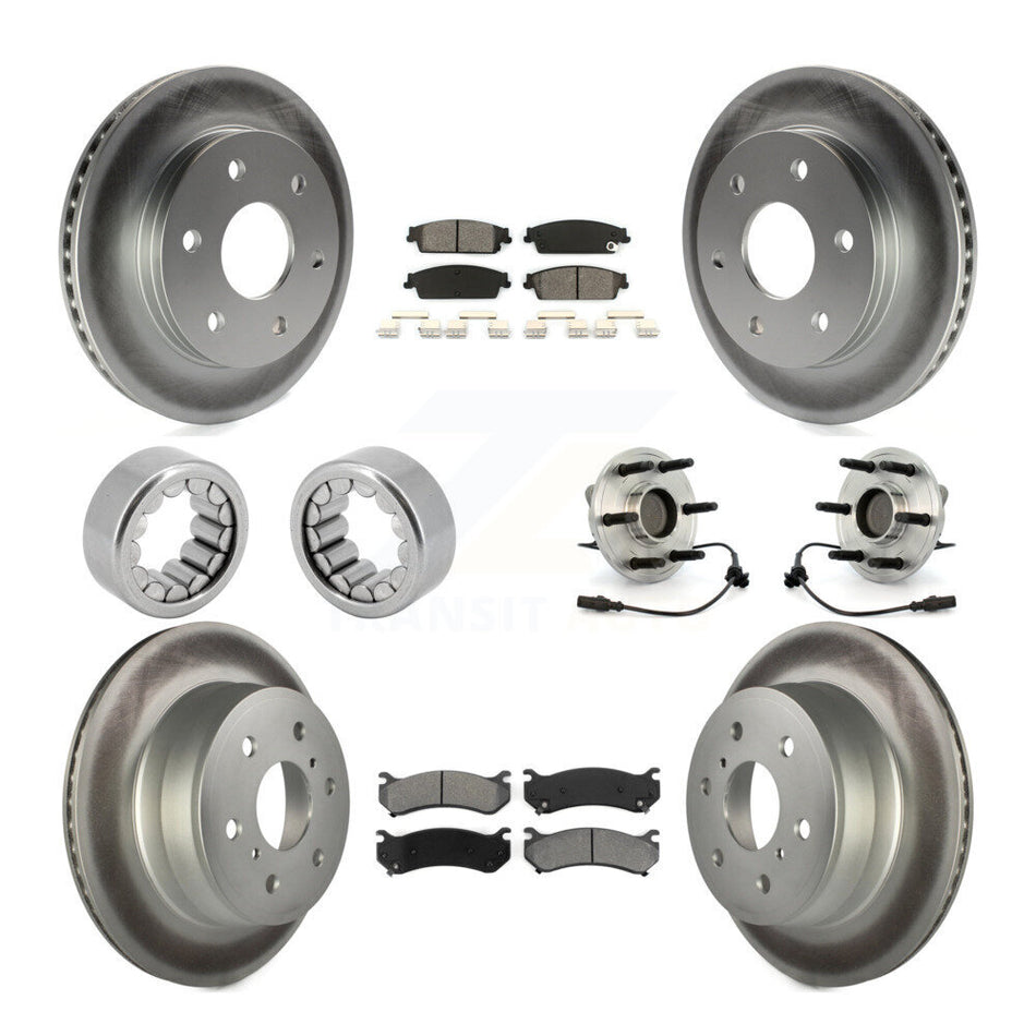 Front Rear Hub Bearing Coat Brake Rotor Pads Shoe Kit (10Pc) For Chevrolet Silverado 1500 KBB-112458