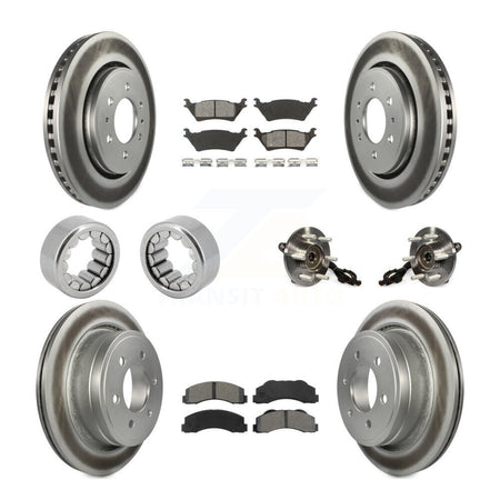 Front Rear Hub Bearings Coated Disc Brake Rotors And Pads Shoes Kit (10Pc) For Ford F-150 KBB-112485