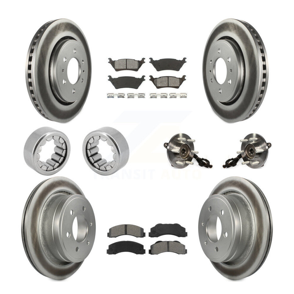 Front Rear Hub Bearings Coated Disc Brake Rotors And Pads Shoes Kit (10Pc) For Ford F-150 KBB-112485
