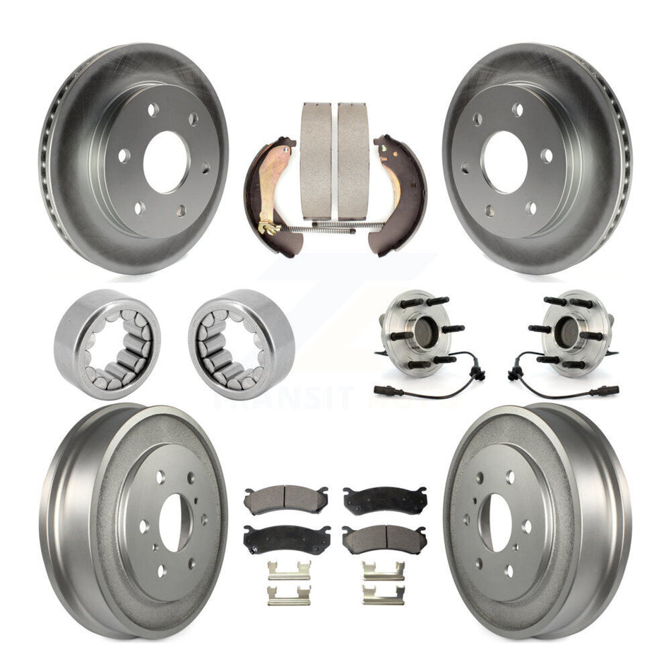 Front Rear Hub Bearing Coat Brake Rotor Pads Shoe Kit (10Pc) For Chevrolet Silverado 1500 KBB-112514