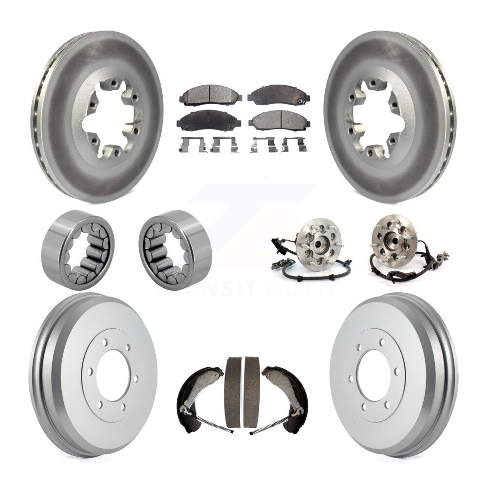 Front Rear Hub Bearing Coated Brake Rotor Pads Shoe Kit (10Pc) For Chevrolet Colorado GMC KBB-112516