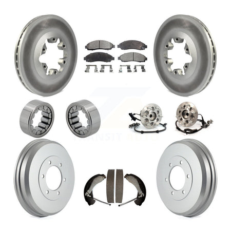 Front Rear Hub Bearing Coated Brake Rotor Pads Shoe Kit (10Pc) For Chevrolet Colorado GMC KBB-112516