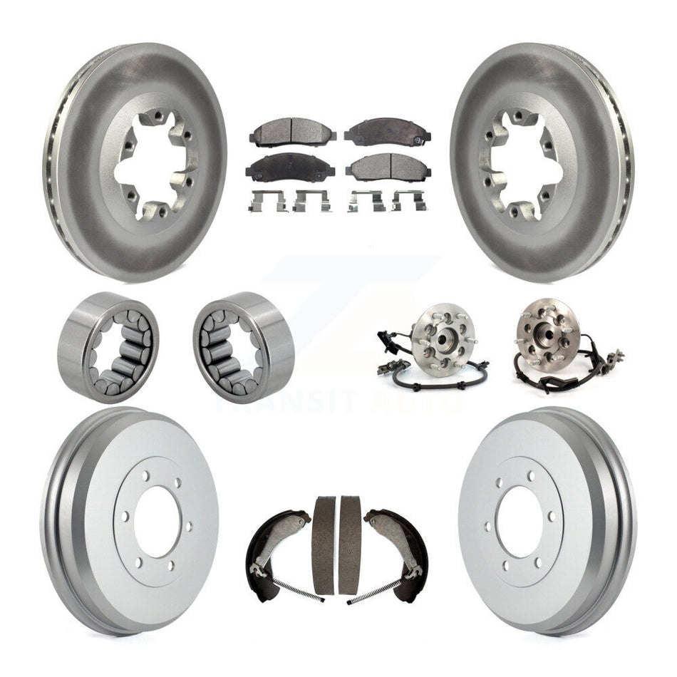 Front Rear Hub Bearing Coated Brake Rotor Pads Shoe Kit (10Pc) For Chevrolet Colorado GMC KBB-112516