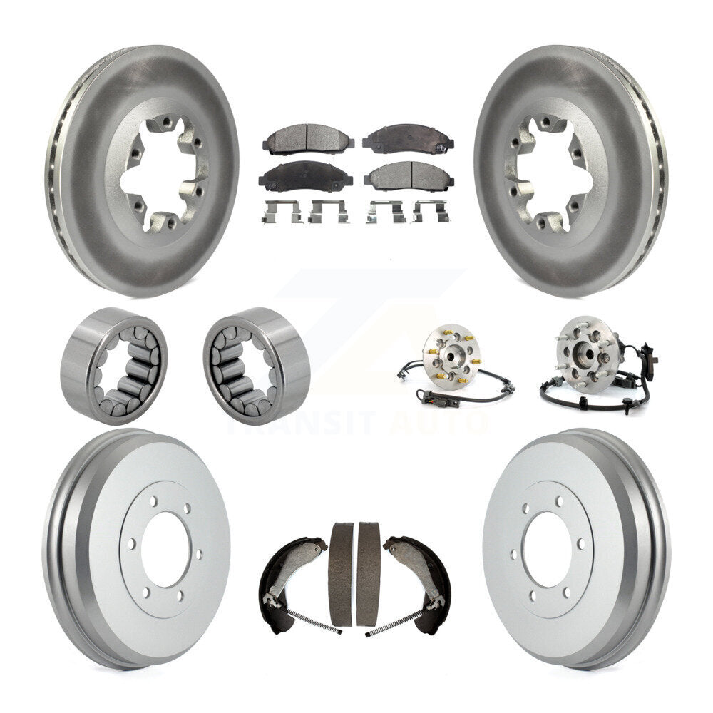 Front Rear Hub Bearing Coated Brake Rotor Pads Shoe Kit (10Pc) For Chevrolet Colorado GMC KBB-112518