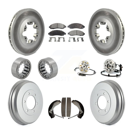 Front Rear Hub Bearing Coated Brake Rotor Pads Shoe Kit (10Pc) For Chevrolet Colorado GMC KBB-112518