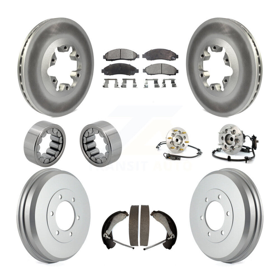 Front Rear Hub Bearing Coated Brake Rotor Pads Shoe Kit (10Pc) For Chevrolet Colorado GMC KBB-112518