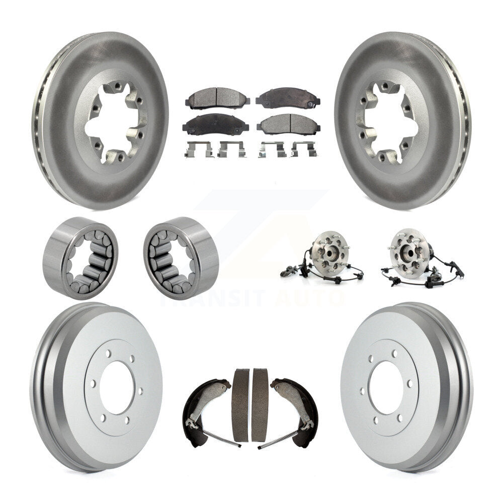 Front Rear Hub Bearing Coated Brake Rotor Pads Shoe Kit (10Pc) For Chevrolet Colorado GMC KBB-112520