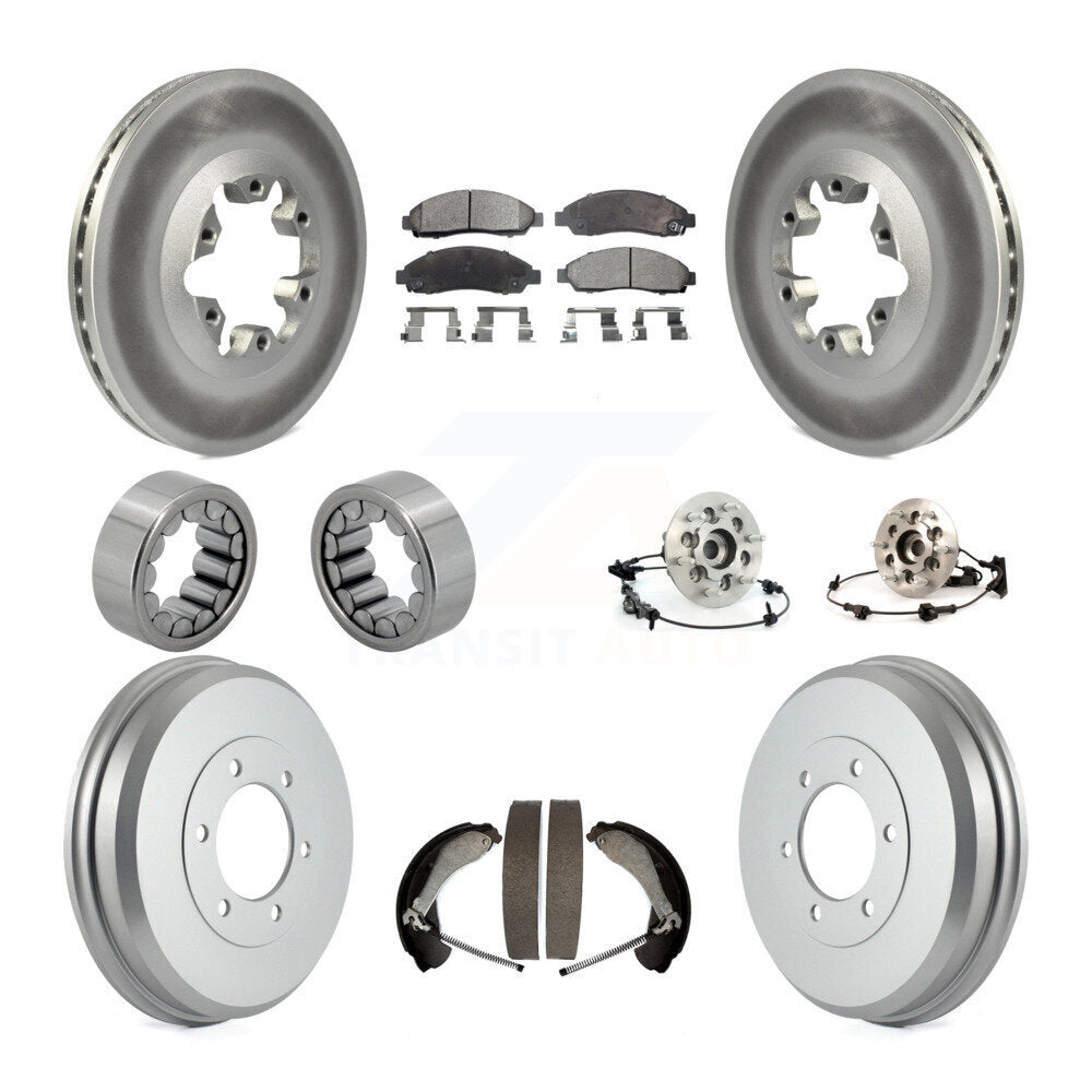 Front Rear Hub Bearing Coated Brake Rotor Pads Shoe Kit (10Pc) For Chevrolet Colorado GMC KBB-112524