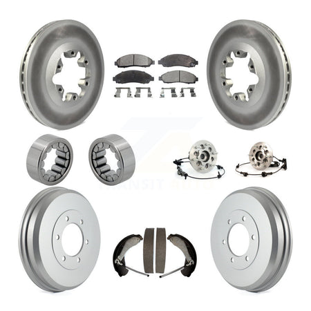 Front Rear Hub Bearing Coated Brake Rotor Pads Shoe Kit (10Pc) For Chevrolet Colorado GMC KBB-112524