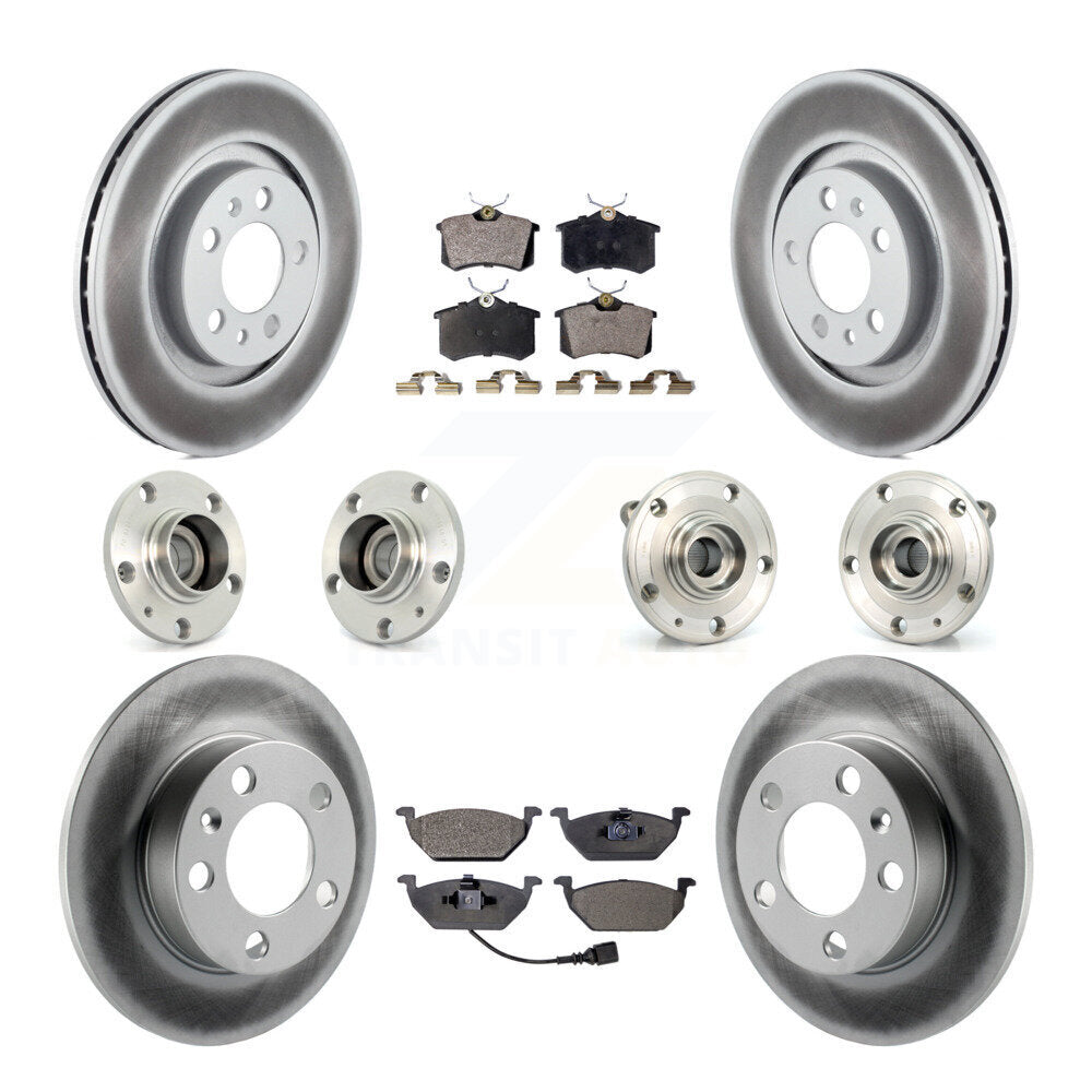 Front Rear Hub Bearing Coated Brake Rotor Pads Kit (10Pc) For 07-09 Volkswagen Jetta City KBB-112529