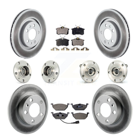 Front Rear Hub Bearing Coated Brake Rotor Pads Kit (10Pc) For 07-09 Volkswagen Jetta City KBB-112529
