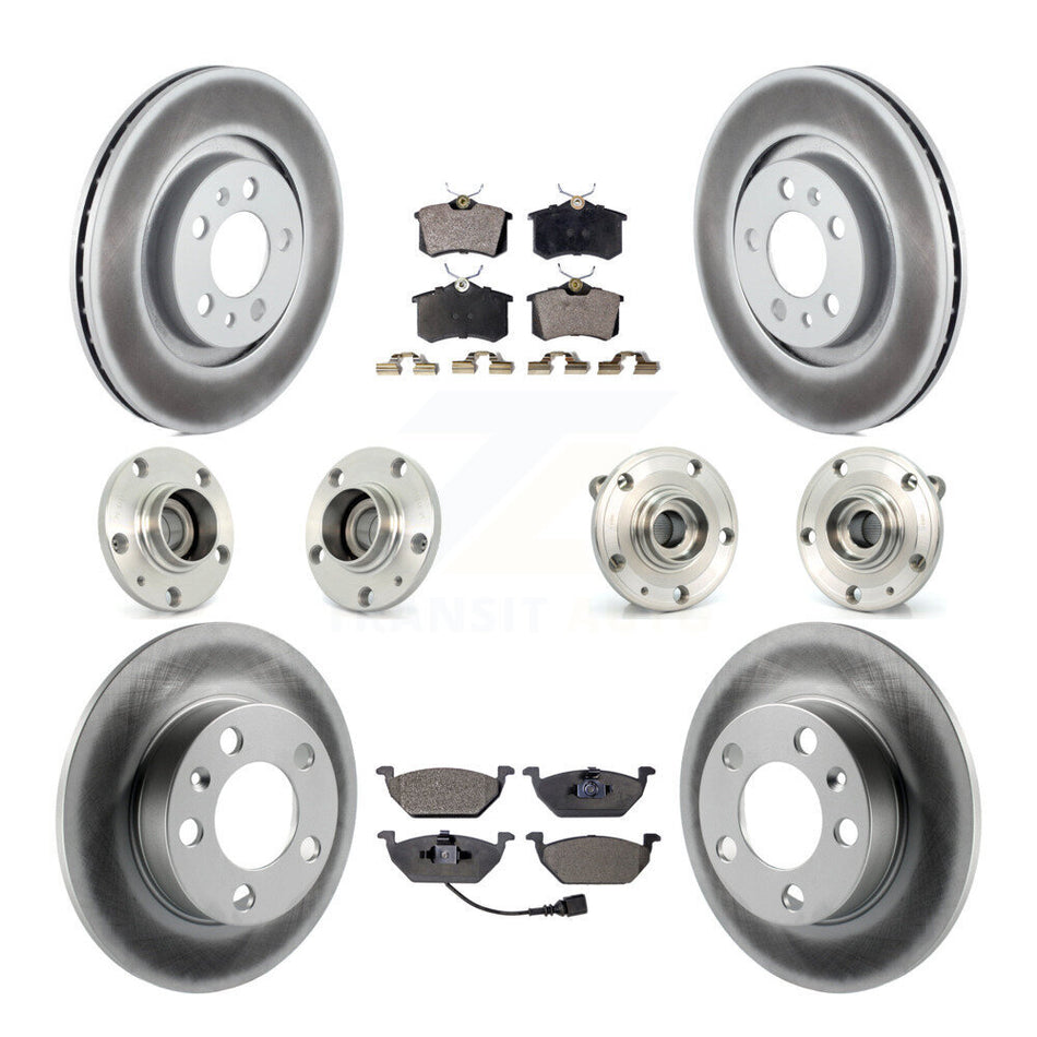 Front Rear Hub Bearing Coated Brake Rotor Pads Kit (10Pc) For 07-09 Volkswagen Jetta City KBB-112529