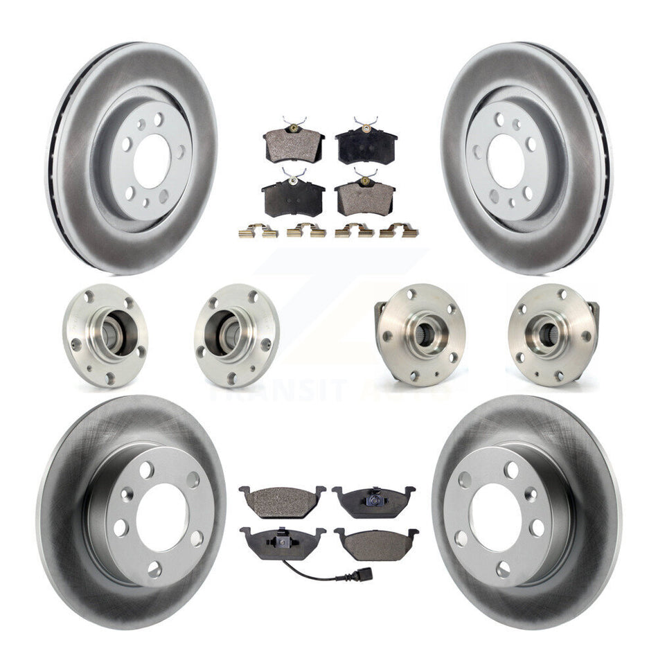 Front Rear Hub Bearing Coated Disc Brake Rotor & Pads Kit (10Pc) For Volkswagen Golf City KBB-112530