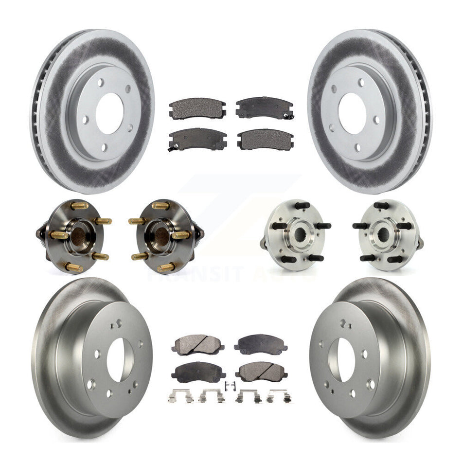 Front Rear Hub Bearings Assembly Coated Disc Brake Rotors And Ceramic Pads Kit (10Pc) For Mitsubishi Galant KBB-112580