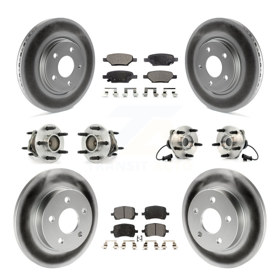 Front Rear Hub Bearings Assembly Coated Disc Brake Rotors And Ceramic Pads Kit (10Pc) For Chevrolet Malibu Pontiac G6 Saturn Aura KBB-112584