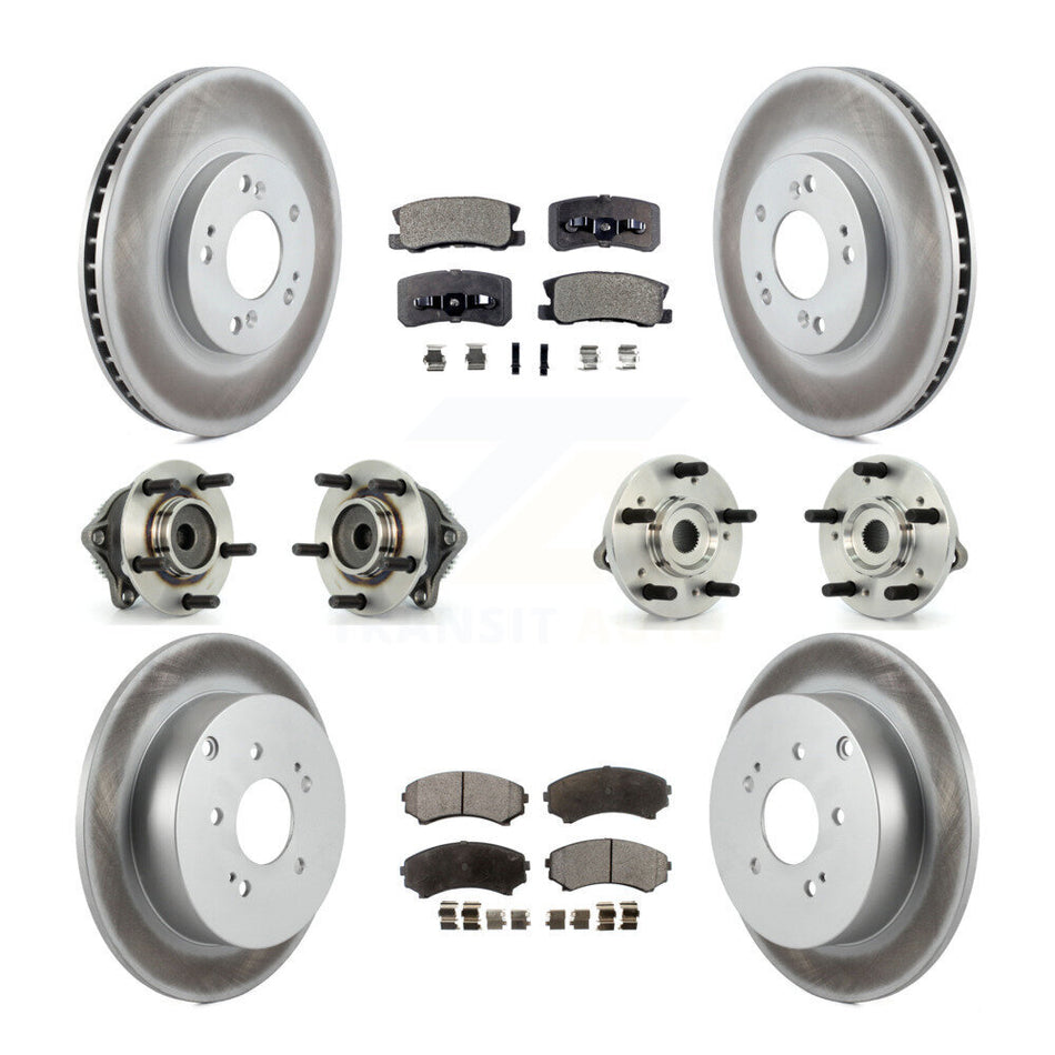 Front Rear Hub Bearings Assembly Coated Disc Brake Rotors And Ceramic Pads Kit (10Pc) For Mitsubishi Endeavor FWD KBB-112588