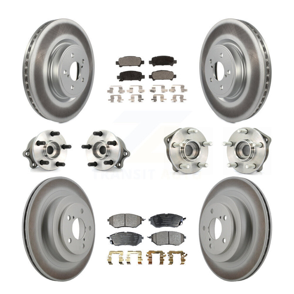 Front Rear Hub Bearings Assembly Coated Disc Brake Rotors And Ceramic Pads Kit (10Pc) For Subaru Legacy KBB-112594