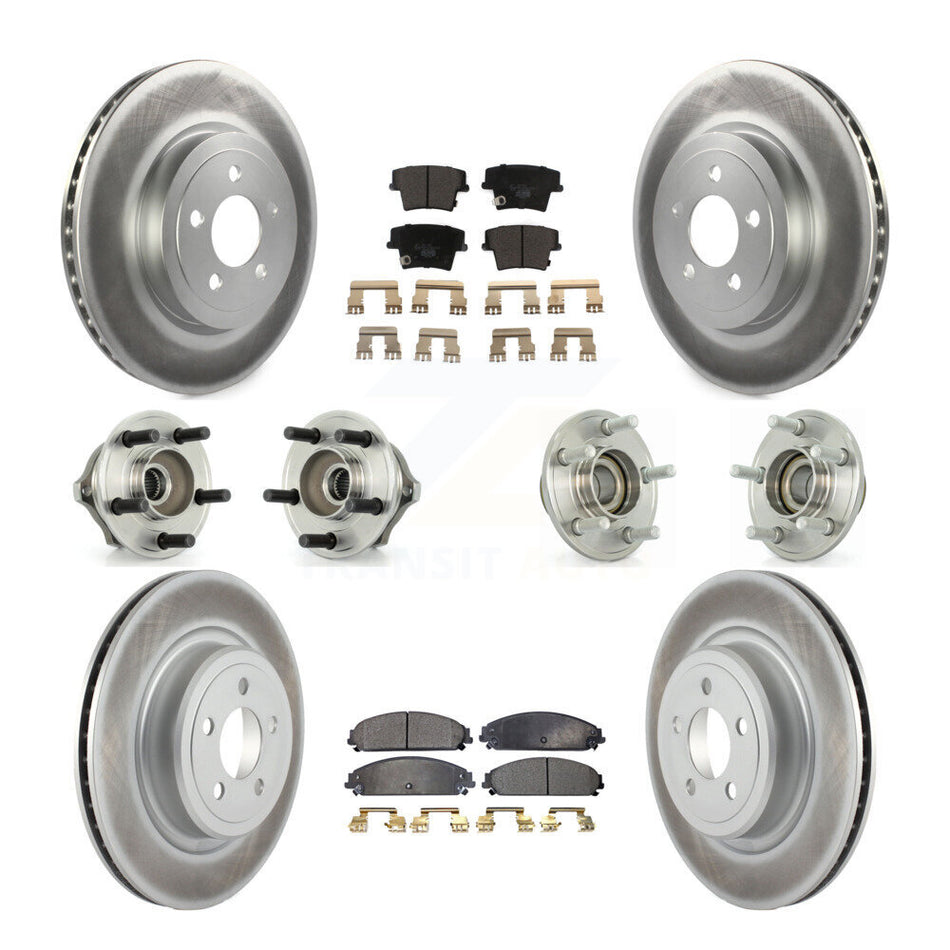 Front Rear Hub Bearings Assembly Coated Disc Brake Rotors And Ceramic Pads Kit (10Pc) For 2006-2008 Dodge Charger RWD with 5.7L 3.5L With Police Package KBB-112600