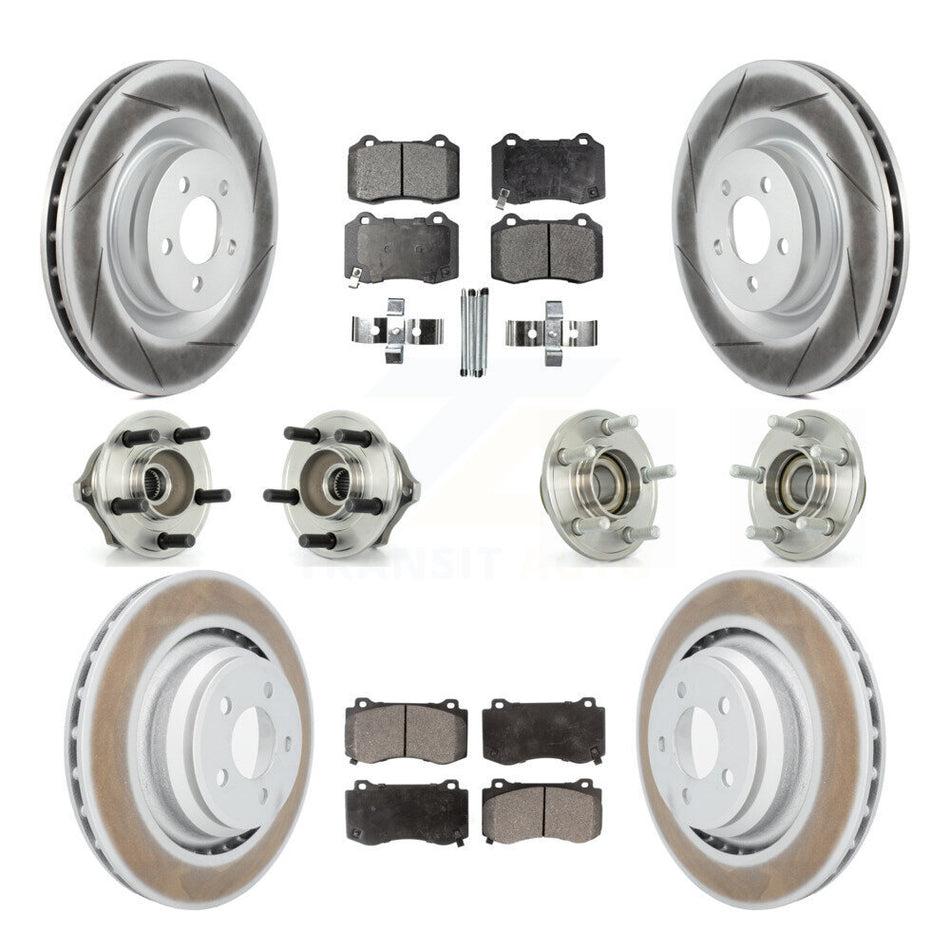Front Rear Hub Bearings Assembly Coated Disc Brake Rotors And Ceramic Pads Kit (10Pc) For Chrysler 300 Dodge Charger Magnum KBB-112601