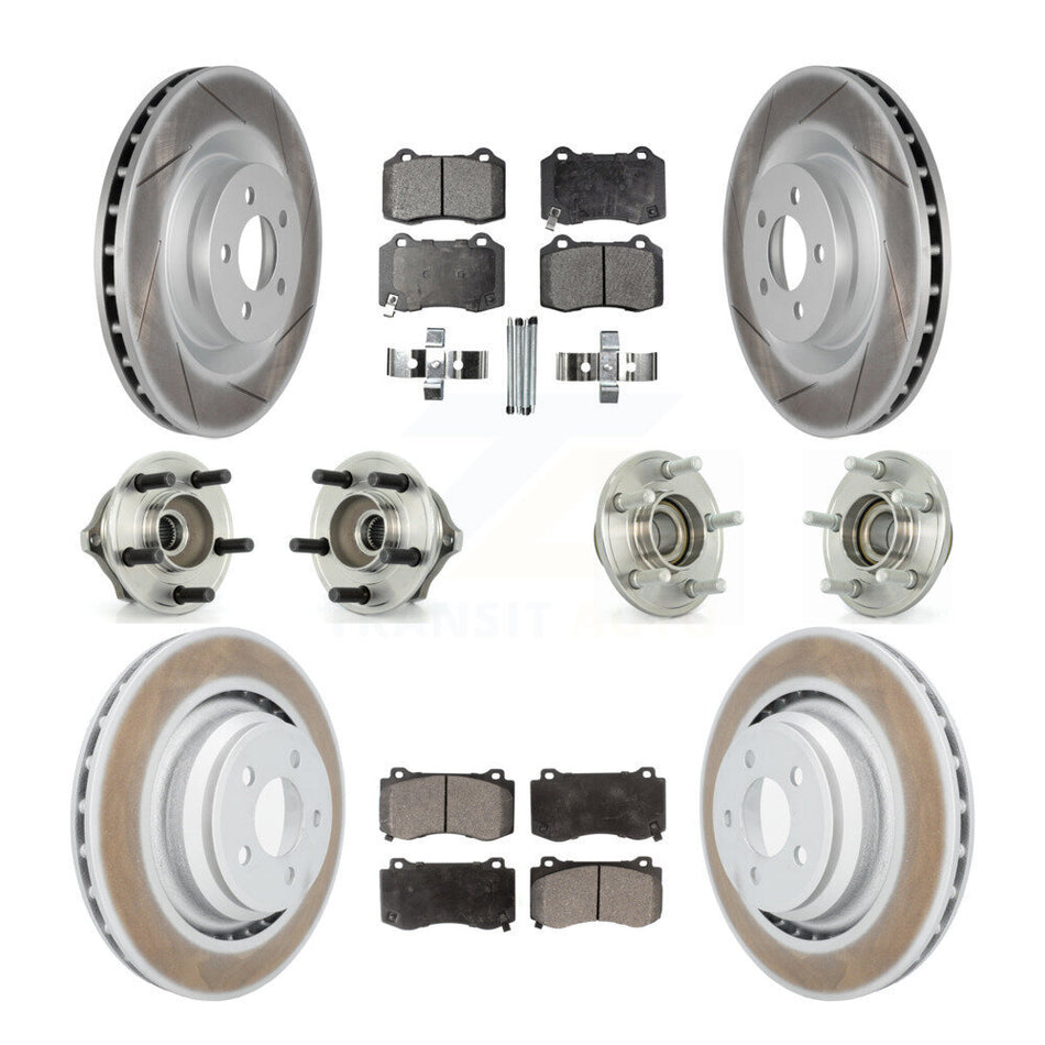 Front Rear Hub Bearings Assembly Coated Disc Brake Rotors And Ceramic Pads Kit (10Pc) For Chrysler 300 Dodge Charger Magnum KBB-112603