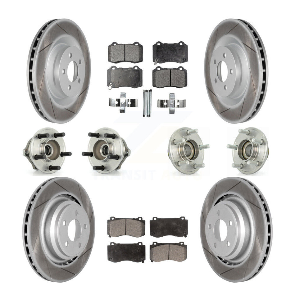 Front Rear Hub Bearings Assembly Coated Disc Brake Rotors And Ceramic Pads Kit (10Pc) For Chrysler 300 Dodge Charger Magnum KBB-112604