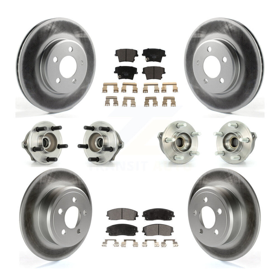 Front Rear Hub Bearings Assembly Coated Disc Brake Rotors And Ceramic Pads Kit (10Pc) For Dodge Charger Magnum AWD with 2.7L KBB-112605