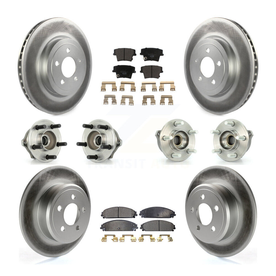 Front Rear Hub Bearings Assembly Coated Disc Brake Rotors And Ceramic Pads Kit (10Pc) For 2005-2006 Chrysler 300 AWD with 3.5L KBB-112606