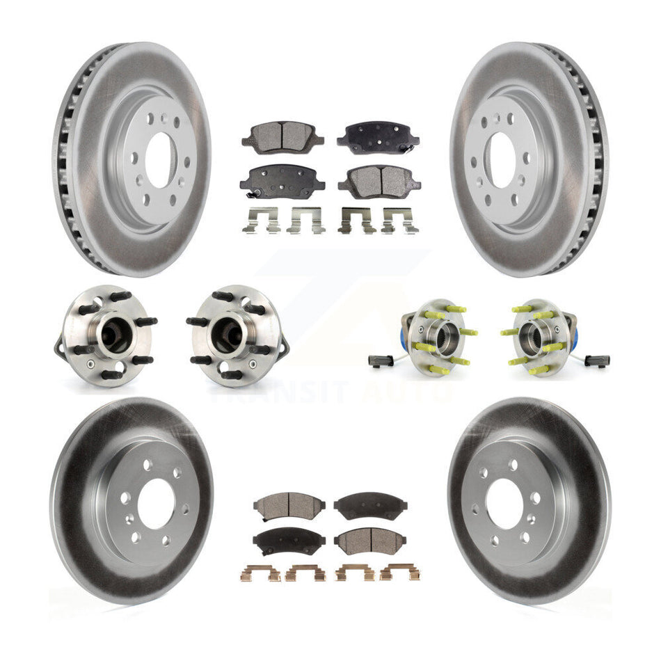 Front Rear Hub Bearing Assembly Coated Disc Brake Rotor And Ceramic Pad Kit (10Pc) For Chevrolet Uplander Pontiac Montana Buick Terraza Saturn Relay 4 Hole Rectangular Flange KBB-112612
