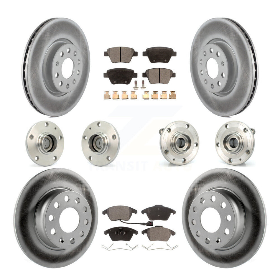 Front Rear Hub Bearings Assembly Coated Disc Brake Rotors And Ceramic Pads Kit (10Pc) For Volkswagen Beetle GTI KBB-112623