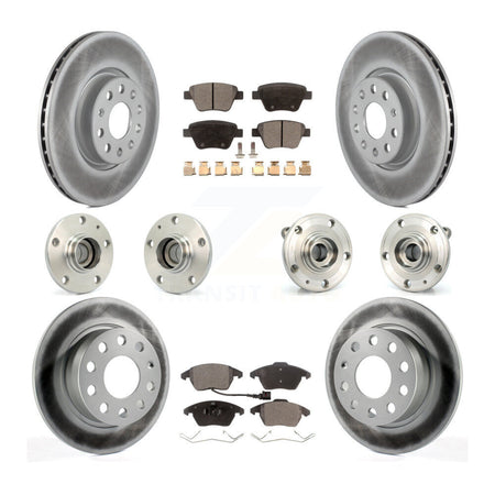 Front Rear Hub Bearing Coated Brake Rotor Pads Kit (10Pc) For 17-18 Volkswagen Jetta 2.0L KBB-112624