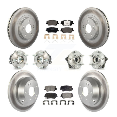 Front Rear Hub Bearing Coated Brake Rotor & Pads Kit (10Pc) For 2014-2015 Kia Sorento FWD KBB-112641