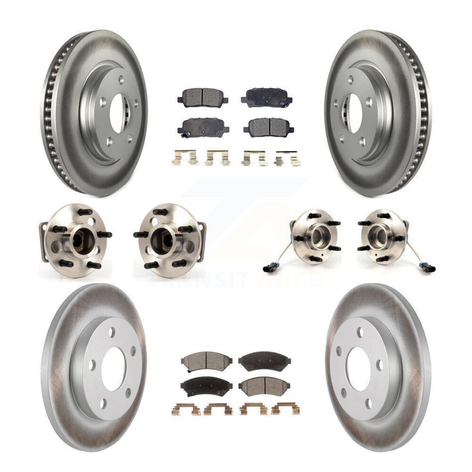 Front Rear Hub Bearings Assembly Coated Disc Brake Rotors And Ceramic Pads Kit (10Pc) For Pontiac Grand Prix Buick LaCrosse Allure KBB-112672