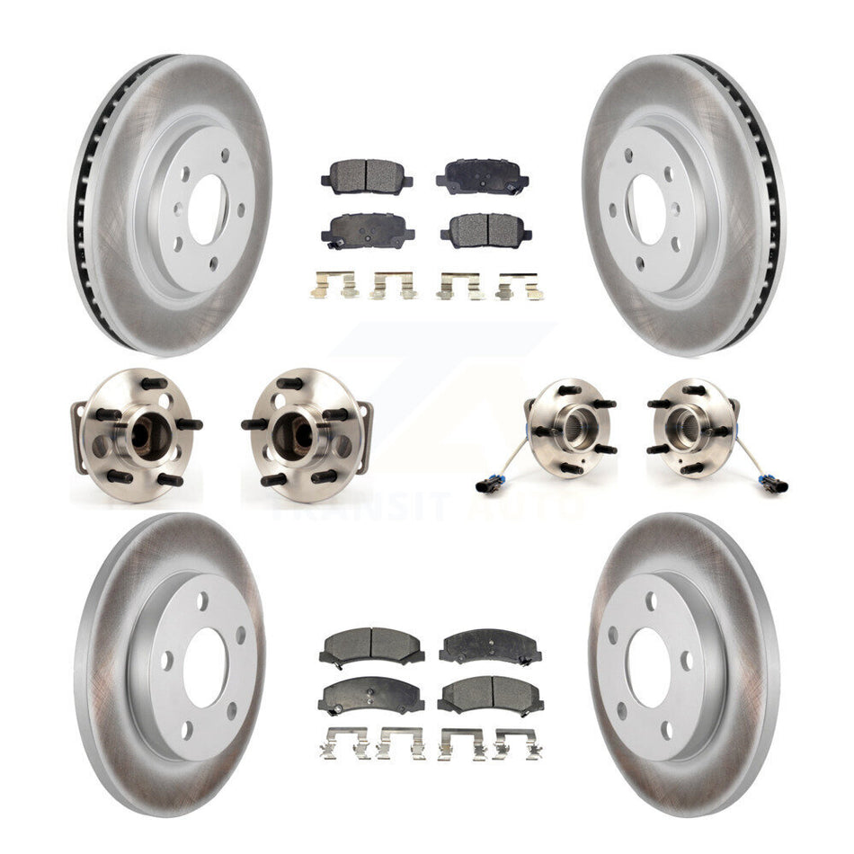 Front Rear Hub Bearings Assembly Coated Disc Brake Rotors And Ceramic Pads Kit (10Pc) For Chevrolet Impala Limited KBB-112675