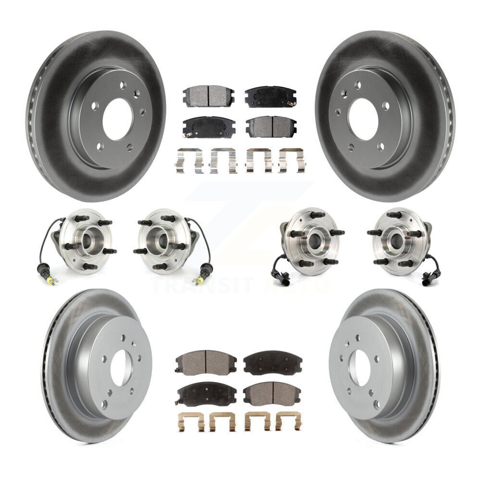 Front Rear Hub Bearings Assembly Coated Disc Brake Rotors And Ceramic Pads Kit (10Pc) For Chevrolet Equinox Saturn Vue Captiva Sport Pontiac Torrent Suzuki XL-7 KBB-112677