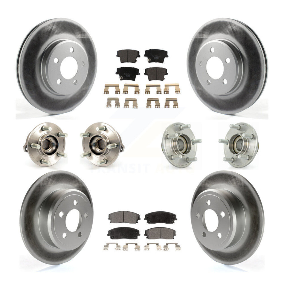 Front Rear Hub Bearings Assembly Coated Disc Brake Rotors And Ceramic Pads Kit (10Pc) For Dodge Charger Chrysler 300 Challenger KBB-112683