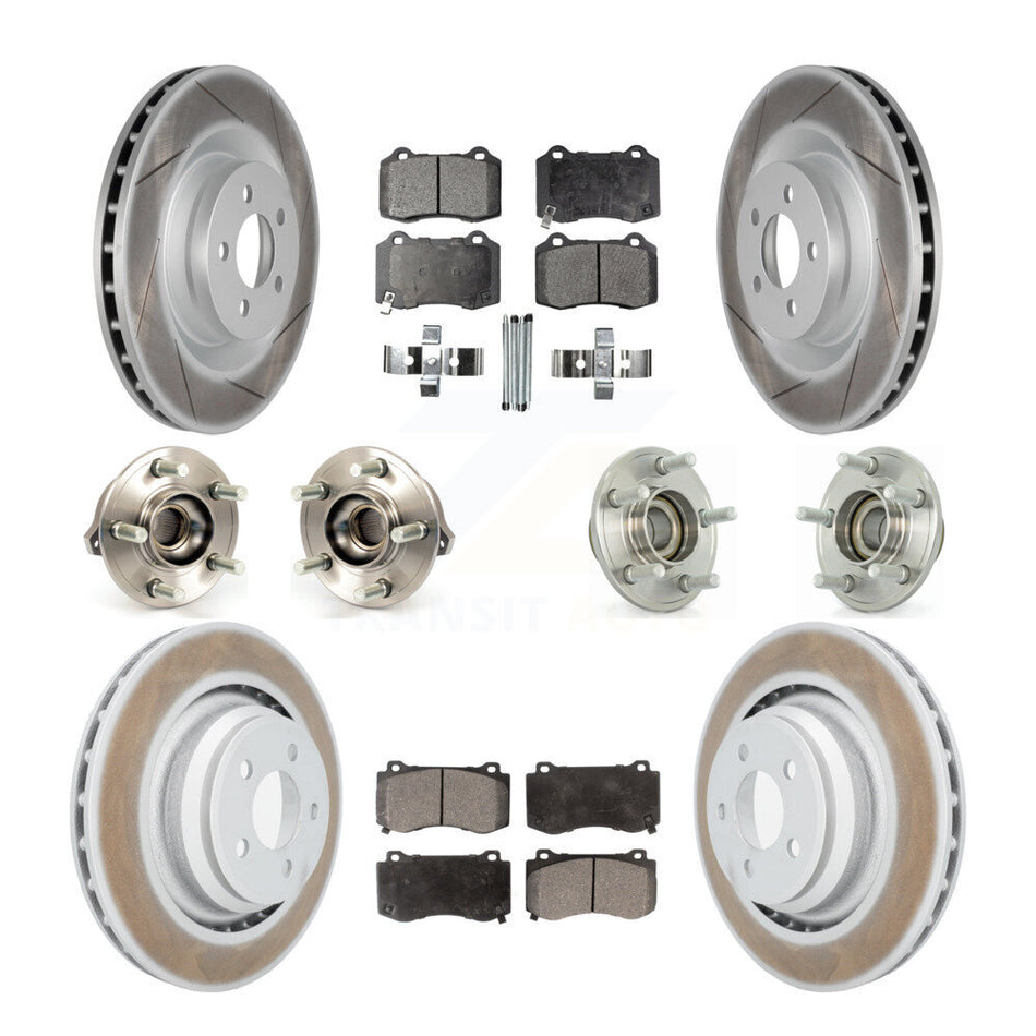Front Rear Hub Bearings Assembly Coated Disc Brake Rotors And Ceramic Pads Kit (10Pc) For Dodge Charger Chrysler 300 Challenger KBB-112688