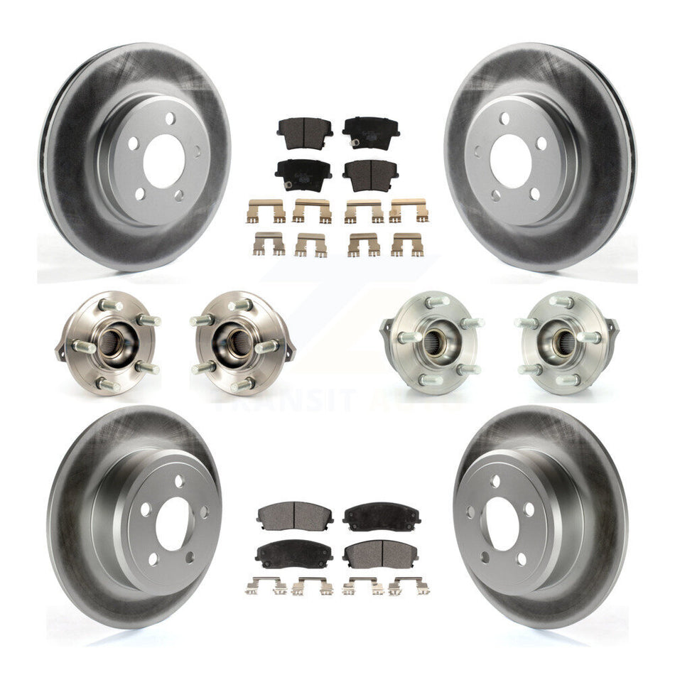 Front Rear Hub Bearings Assembly Coated Disc Brake Rotors And Ceramic Pads Kit (10Pc) For Dodge Charger Chrysler 300 AWD with 2.7L KBB-112690