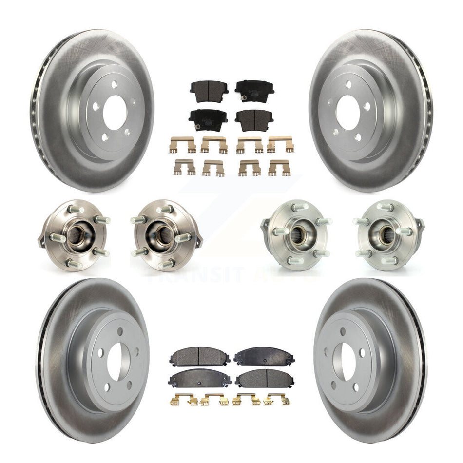 Front Rear Hub Bearings Assembly Coated Disc Brake Rotors And Ceramic Pads Kit (10Pc) For Dodge Charger Chrysler 300 KBB-112691