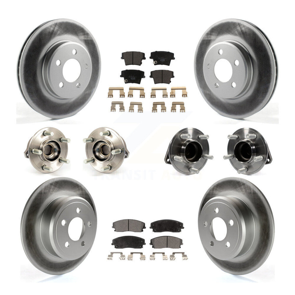 Front Rear Hub Bearings Assembly Coated Disc Brake Rotors And Ceramic Pads Kit (10Pc) For Dodge Charger Chrysler 300 KBB-112693