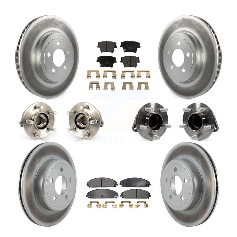 Front Rear Hub Bearings Assembly Coated Disc Brake Rotors And Ceramic Pads Kit (10Pc) For Dodge Chrysler 300 Charger Challenger KBB-112694